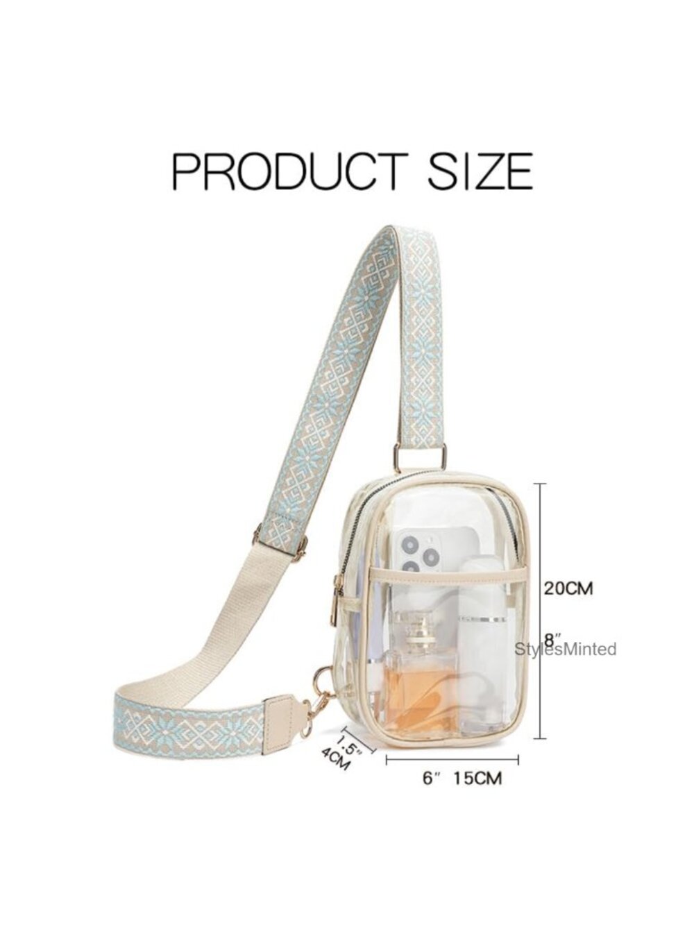 Clear Crossbody Bag Stadium Approved PVC Sling Bag - Picture 6 of 6